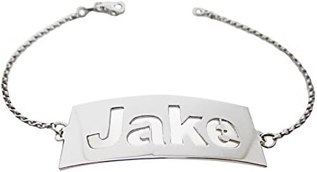 Sterling Silver Hand Cut Out ID Name Bracelet (40 MM)- Custom Made with Any Name