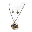Antique Gold Hand Painted Casting Necklace Earrings Set Fashion Jewelry