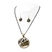 Antique Gold Hand Painted Casting Necklace Earrings Set Fashion Jewelry