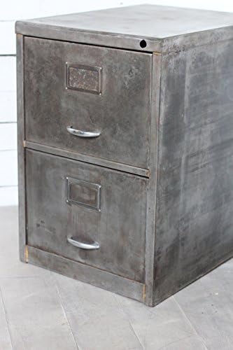 Mariya Reclaimed Vintage Urban Industrial Urban 1960s Stripped Patinated Bare Steel 2 Drawer Filing Cabinet