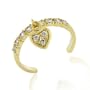 18k Gold over Silver CZ Dangling Heart Toe Ring