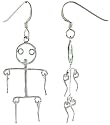 Sterling Silver 1 5/16" (33 mm) Dangling Robot Earrings
