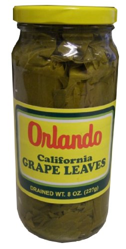 California Grape Leaves -Orlando 1lb SMALL jar, DR.WT. 8oz by Orlando