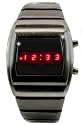 LED Watch 70S Style Digital Display Gun Metal Retro SS Bracelet