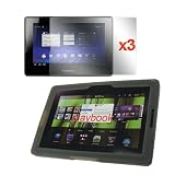 Skque Smoke Silicone Case & 3 Pack Premium Crystal Clear Screen Protector for BlackBerry Playbook Tablet