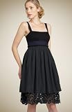 BCBG MAX AZRIA - BCBG BLACK TAFFETA & KNIT LASER CUT-OUT DRESS NEW 0