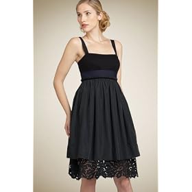 BCBG BLACK TAFFETA and KNIT LASER CUT-OUT DRESS NEW 0