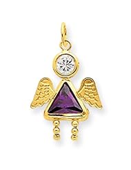 14k Gold February Girl Angel Birthstone Charm