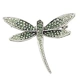 1.15 Ct. T.W. Green Tsavorite Dragonfly Brooch In 14kt White Gold.
