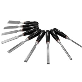 Neiko 9-Piece Heavy Duty Wood Chisels, Chrome Vanadium Bits, Aluminum Storage Case Set