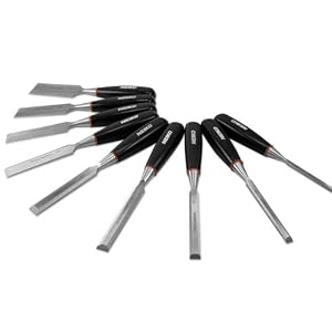 Neiko 9-Piece Heavy Duty Wood Chisels, Chrome Vanadium Bits, Aluminum Storage...
