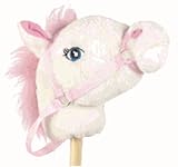 29 inch White and Pink Stick Horse