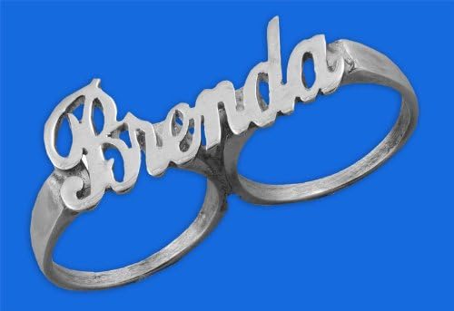 Lauren Conrad Sterling Silver Personalized Two Finger Double Knuckle Script Name Ring