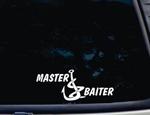 Master Baiter - 8 3/4" x 3 1/2" die cut vinyl decal for windows, cars, trucks, tool boxes, laptops, MacBook - virtually any hard, smooth surface. MADE IN THE USA!