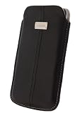 Krusell Luna 4XL Premium Leather Pocket Pouch for Samsung Galaxy Note and Galaxy Note II and Other SmartPhones with 5.0 / 5.5 inch Screen - Black/Sand