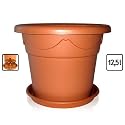 Blumentopf rund d 35 cm h 26 cm inkl. Untersetzer Kunststoff Farbe teracotta