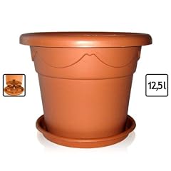 Blumentopf rund d 35 cm  h 26 cm inkl. Untersetzer Kunststoff Farbe teracotta