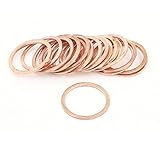 uxcell 銅ワッシャー　20枚　フラット　リング　ガスケット　18mmx22mmx1mm　銅のトーン