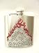 Stainless Steel Pewter Flaming Skulls Jewel Eyed Hip Flask