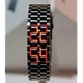 Red Light Black Metal Strap Lava Style Digital LED Watch