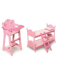From Amazon.com. Click for details:
 Toy: Blossoms & Butterflies Doll Set High Chair with Bunk Bed - Badger Basket Toy: Blossoms & Butterflies Doll Set High Chair with Bunk Bed - Badger Basket