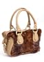 Mink Fur Handbag-Golden Mink Zippered Boston Bag