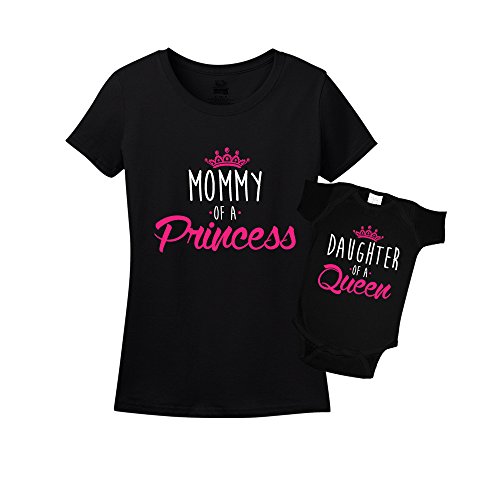 Mommy of a Princess & Daughter of a Queen Mommy And Me Matching Set T-Shirt Bodysuit Clothing