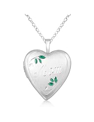 Heart Shaped Mom Engraving Locket Necklace Pendant Sterling Silver