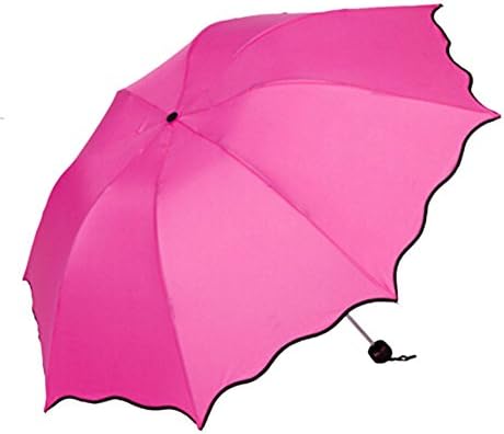 Perwiy Ladies Classics 3 Section Auto Open Close Compact Anti-UV Umbrella Rose