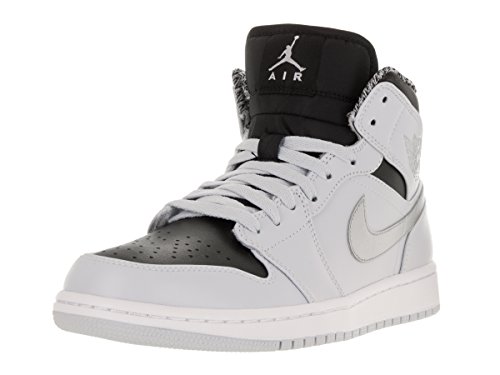 Nike Men's Air Jordan 1 Retro Mid Basketball Shoe Pure Platinum/White-Metallic Silver 12