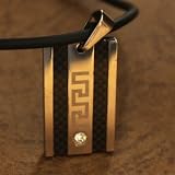 41fcY NHc L. SL160  J1069 Strong and Distinctive: Designer Inspired Ancient Symbols Cz Diamond for Him Stainless Steel Uni sex Pendant Necklace for Adult Chain on a Rubber Cord Presentation Box