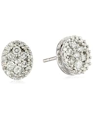 10k White Gold Oval Shape Diamond Earrings (3/8 cttw, I-J Color, I3 Clarity)
