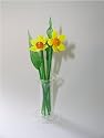 Valentine Glass Flowers. 5 inch Daffodil set