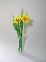 Valentine Glass Flowers. 5 inch Daffodil set