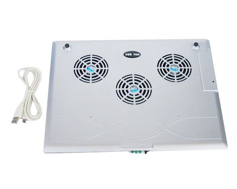 USB Powered Silver Coated Heavy Duty Chilling Pad with 3 Built-in Fans for Laptop Computer