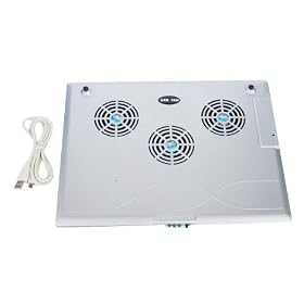 Metallic Painted Plastic USB Powered Cooler Pad with 3 Fans for Laptop Computer
