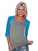 Kavio! Women Sheer Jersey Cntrst V Neck Raglan 3/4 Sleeve