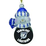 Pack of 4 NHL Tampa Bay Lightning LED Lighted Puck Snowmen Christmas Ornaments