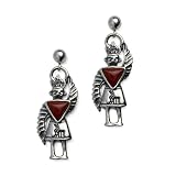 "Kwahu" Kachina Sterling Silver and Red Jasper Post Earrings