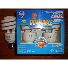 10 DIMMABLE COMPACT FLUORESCENT LIGHT BULBS.15W=75W by DIMMABLE COMPACT FLUORESCENT LIGHT BULBS.15W=75W