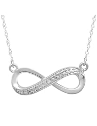 0.02 Carat (ctw) Sterling Silver Round White Diamond Ladies Infinity Shape Solitaire Pendant With Free Chain
