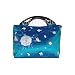 Silk taffeta handbag with wooden handles - hand embroidered