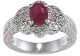 1.25ct Genuine Ruby Diamond Ring Vintage Style in Sterling Silver