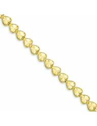 Genuine 14K Yellow Gold Diamond Cut Heart Bracelet 7 Inches 7 Grams Of Gold 100% Satisfaction Guaranteed.