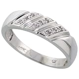 10k White Gold Men's Diamond Band, w/ 0.05 Carat Brilliant Cut Diamonds, 1/4 in. (6mm) wide