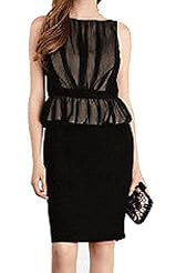 Georgette/Polyamide Peplum Sheer  Dress