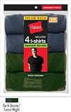 Mens Hanes Comfortsoft Dyed Crew 4 Pack - 2165BK, M, Dark Denim and Forest Night