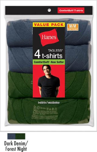 4-pack Hanes Comfort Soft Dyed Crew Camo Collection 2165cm, Dark Denim and Forest Night, L