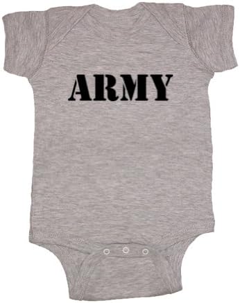 Freedom Tees Army (Black Front/Back Print) Baby Bodysuit (Heather Grey, Newborn)