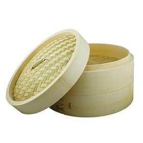 Dexam 20 cm (8 inches) Bamboo Steamer Set, 2 layers + lid